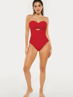 Twist & Shirred Sculpting One-Piece with Removable Straps