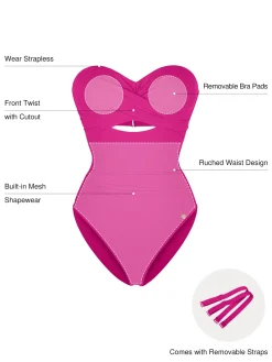Twist & Shirred Sculpting One-Piece with Removable Straps