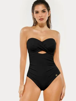 Twist & Shirred Sculpting One-Piece with Removable Straps