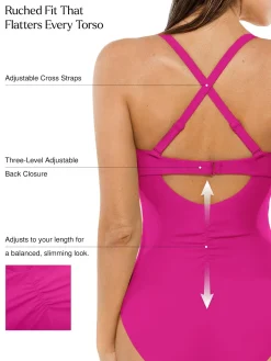 Twist & Shirred Sculpting One-Piece with Removable Straps