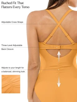 Twist & Shirred Sculpting One-Piece with Removable Straps