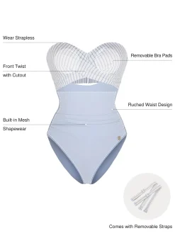 Twist & Shirred Sculpting One-Piece with Removable Straps
