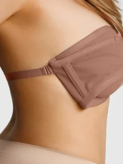 Unlined Sheer Mesh Strapless Minimizer Underwire Bra