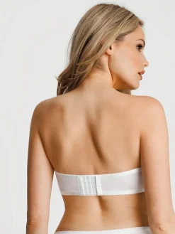Unlined Sheer Mesh Strapless Minimizer Underwire Bra