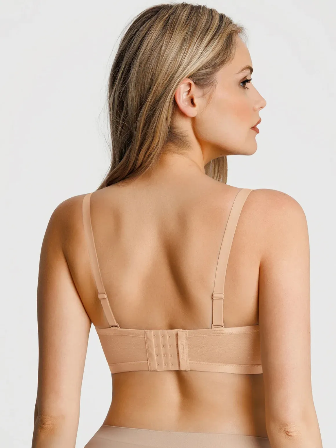 Unlined Sheer Mesh Strapless Minimizer Underwire Bra