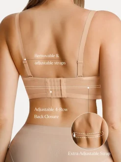 Unlined Sheer Mesh Strapless Minimizer Underwire Bra