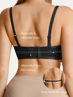 Unlined Sheer Mesh Strapless Minimizer Underwire Bra