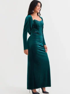 Velvet Long-Sleeve Shrug Bolero