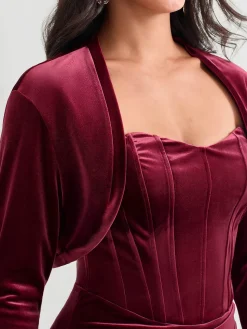 Velvet Long-Sleeve Shrug Bolero