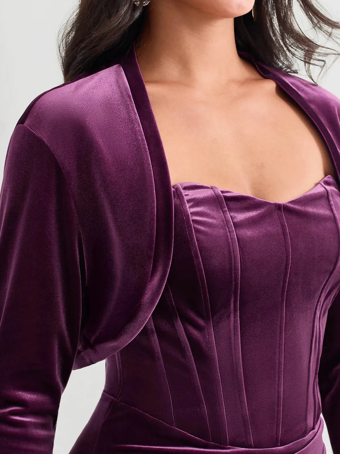 Velvet Long-Sleeve Shrug Bolero