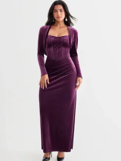 Velvet Long-Sleeve Shrug Bolero