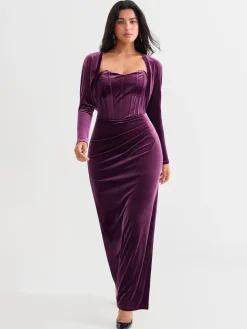 Velvet Long-Sleeve Shrug Bolero