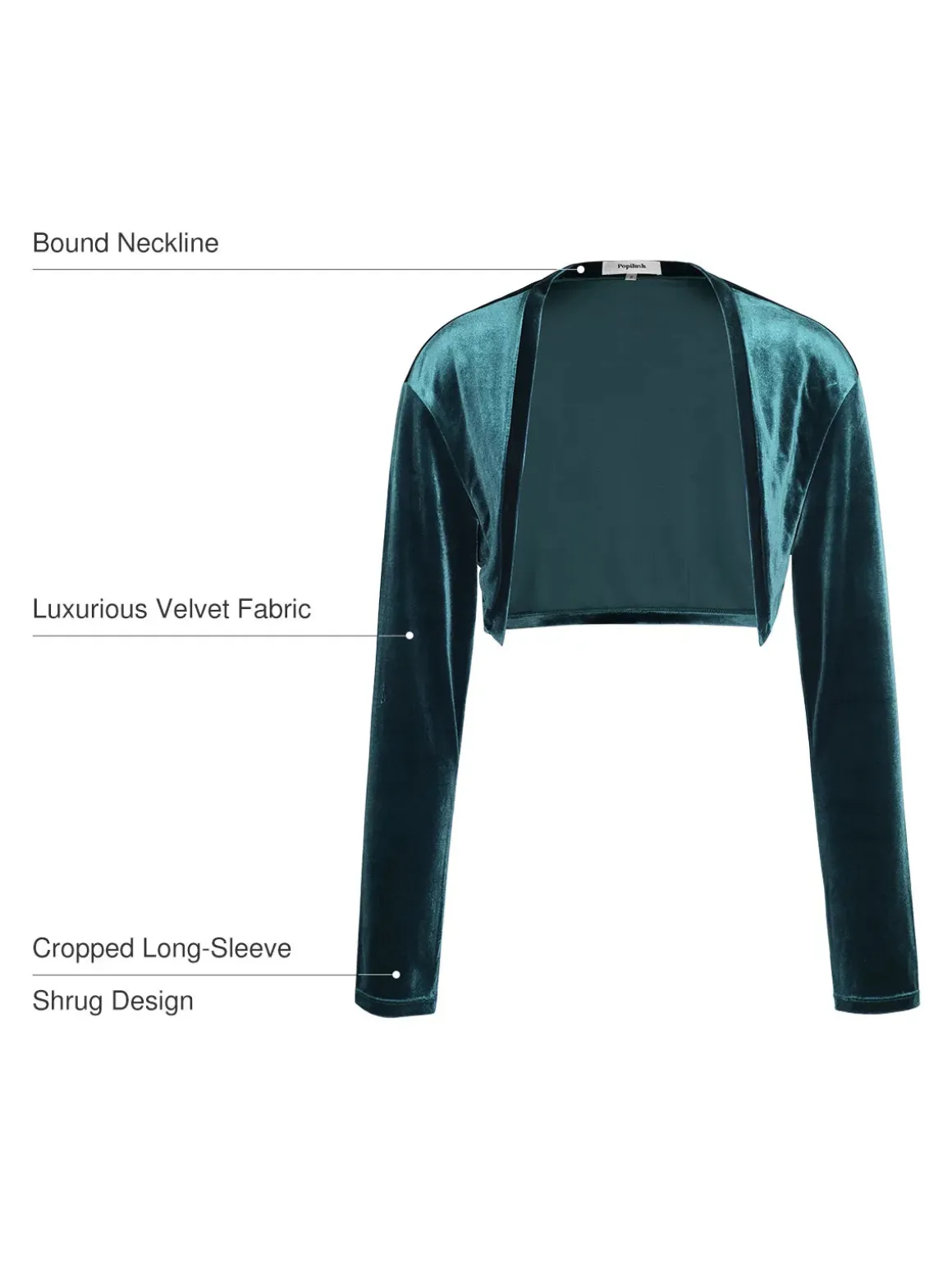 Velvet Long-Sleeve Shrug Bolero