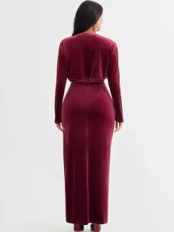 Velvet Long-Sleeve Shrug Bolero