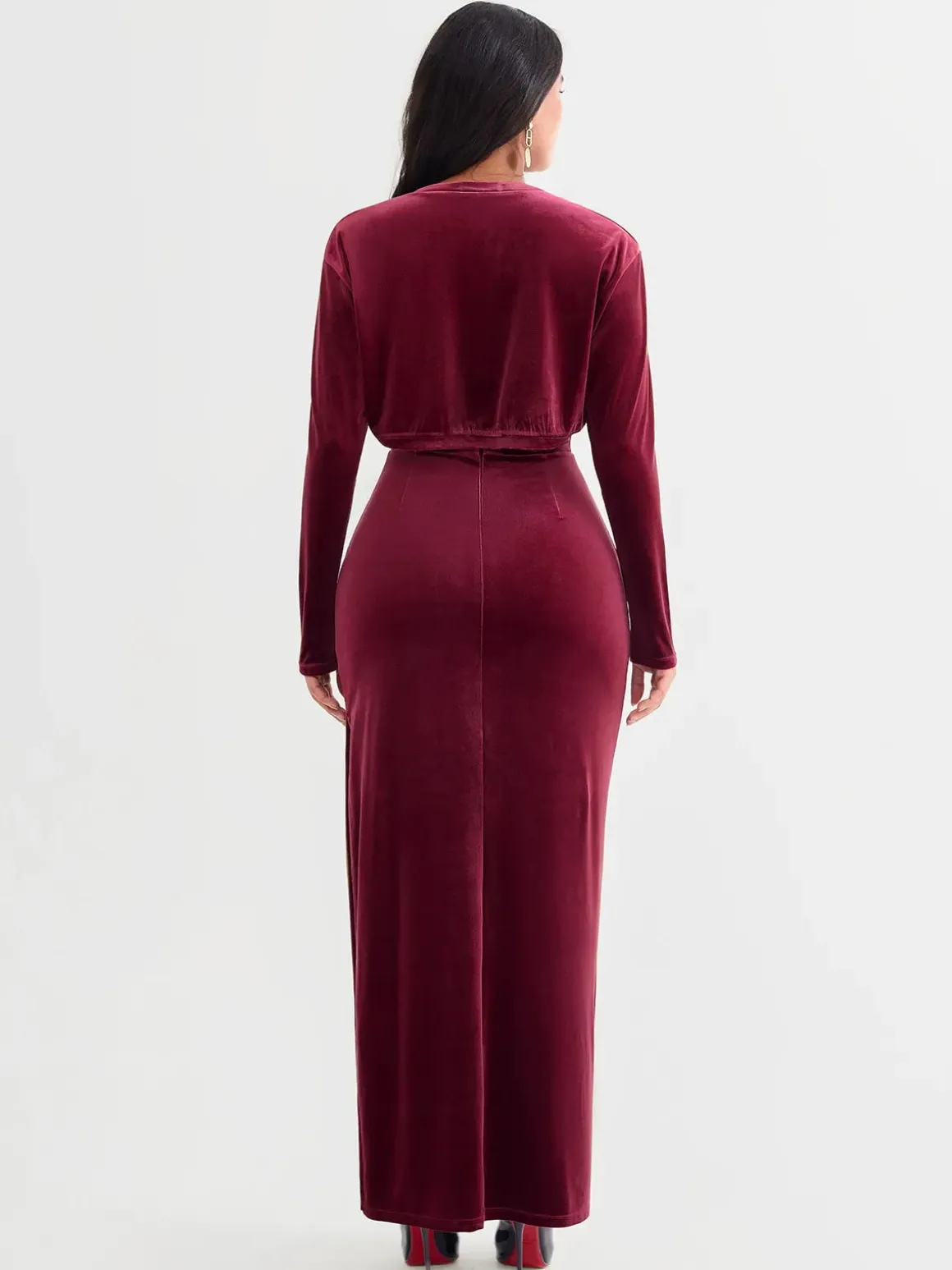 Velvet Long-Sleeve Shrug Bolero