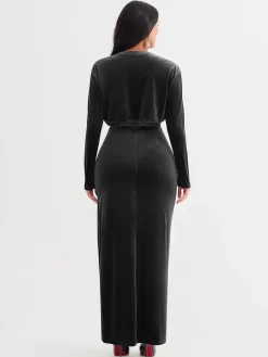 Velvet Long-Sleeve Shrug Bolero