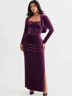 Velvet Long-Sleeve Shrug Bolero