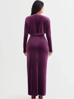 Velvet Long-Sleeve Shrug Bolero