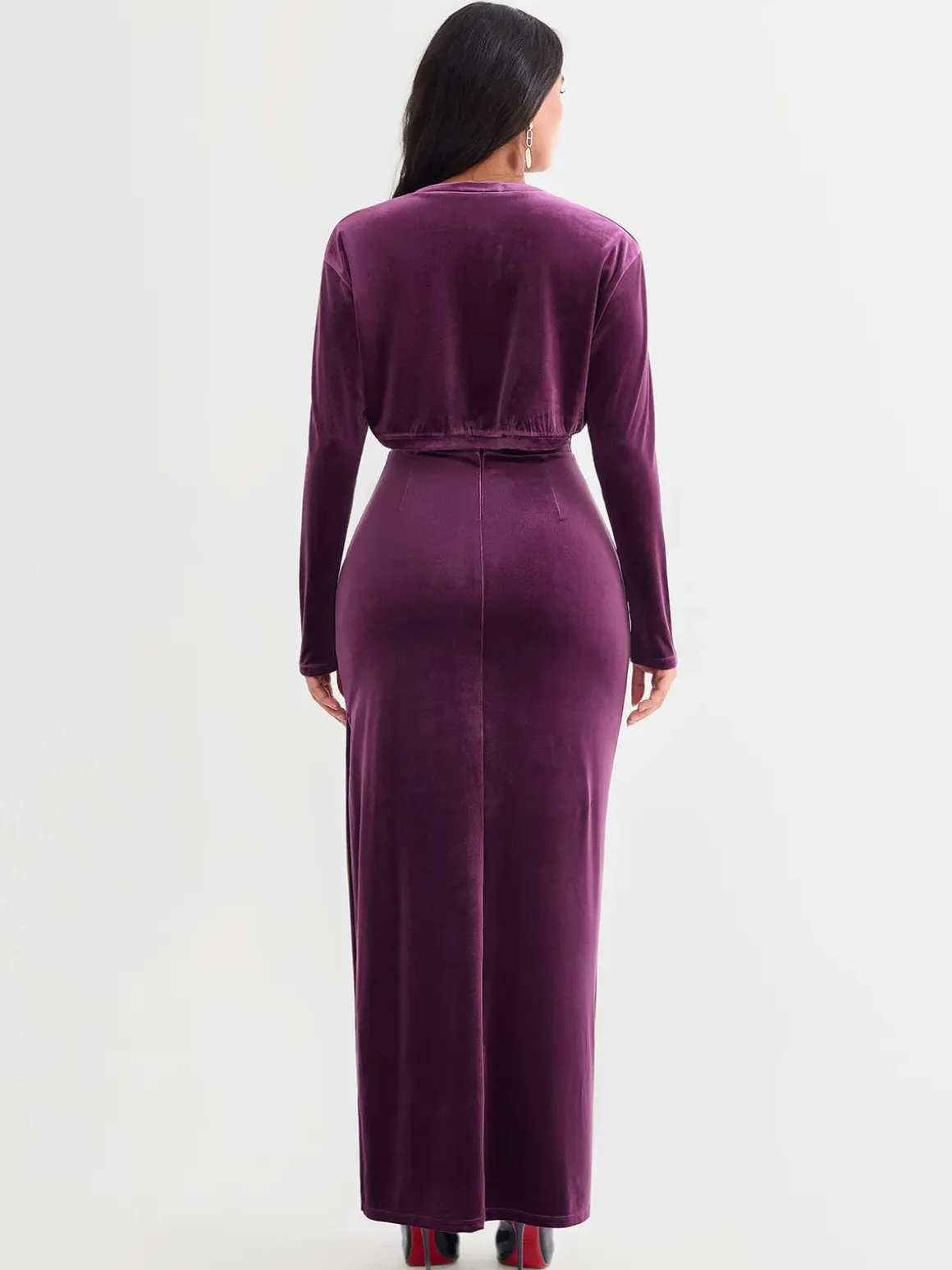 Velvet Long-Sleeve Shrug Bolero