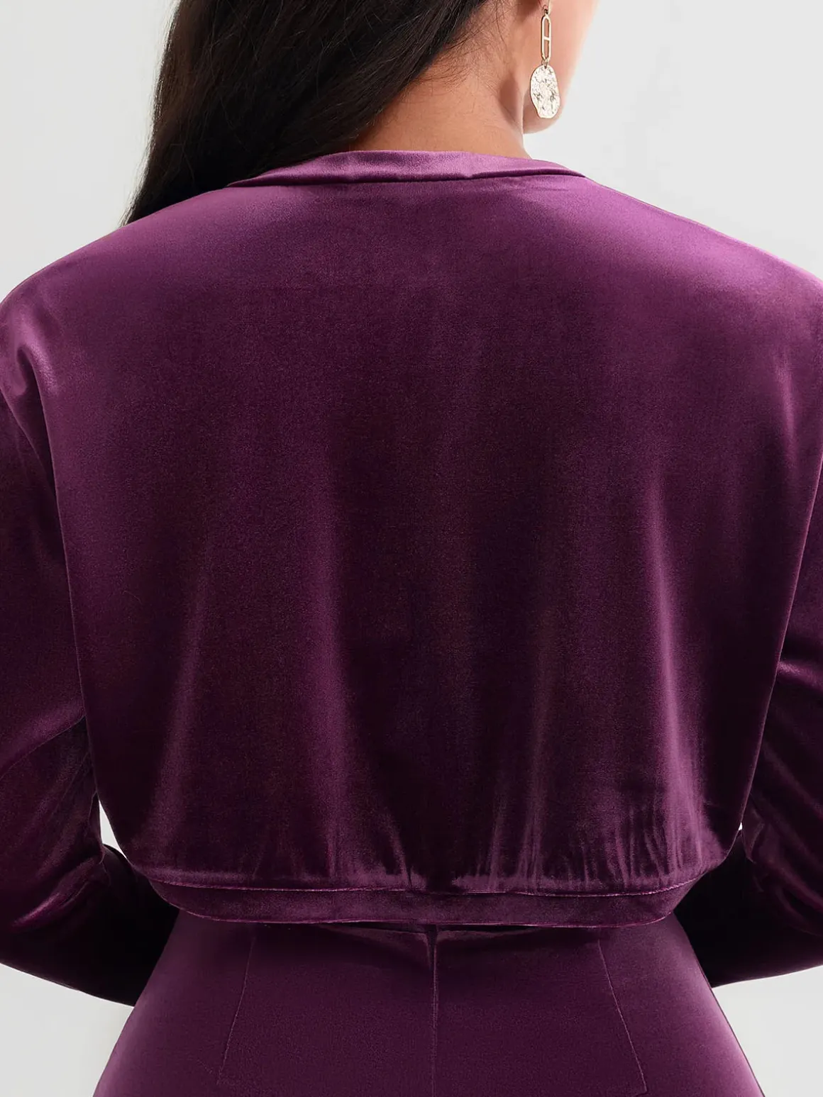 Velvet Long-Sleeve Shrug Bolero