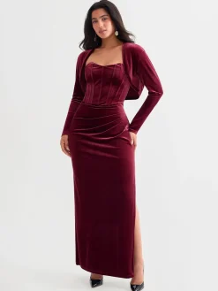 Velvet Long-Sleeve Shrug Bolero