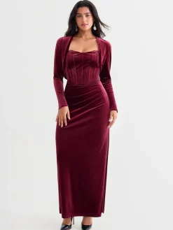 Velvet Long-Sleeve Shrug Bolero