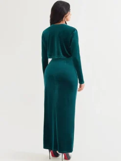 Velvet Long-Sleeve Shrug Bolero