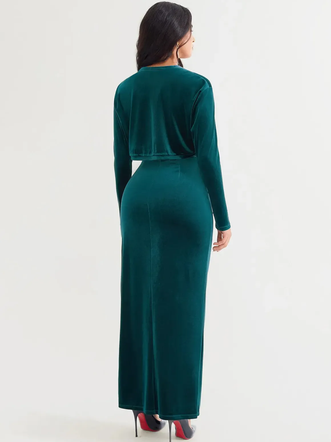Velvet Long-Sleeve Shrug Bolero