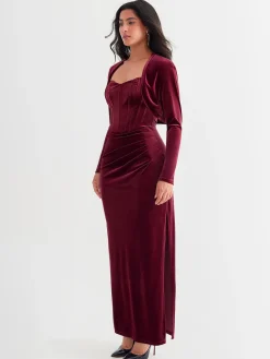 Velvet Long-Sleeve Shrug Bolero