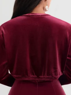 Velvet Long-Sleeve Shrug Bolero