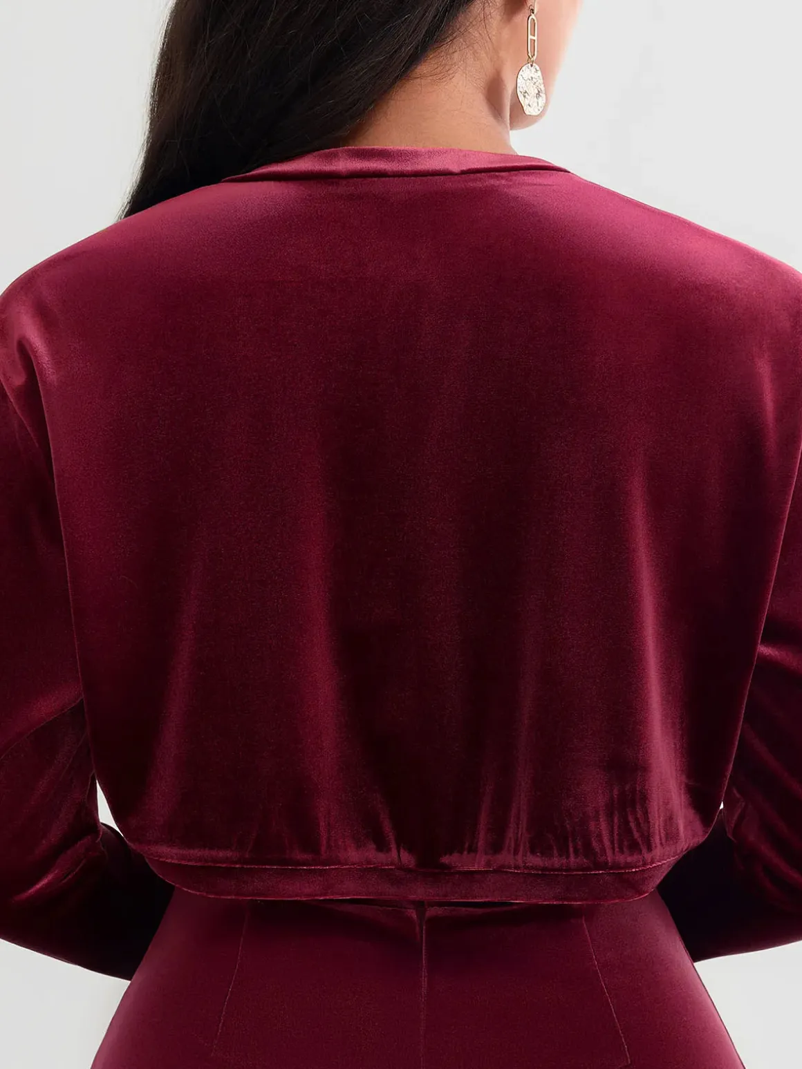 Velvet Long-Sleeve Shrug Bolero