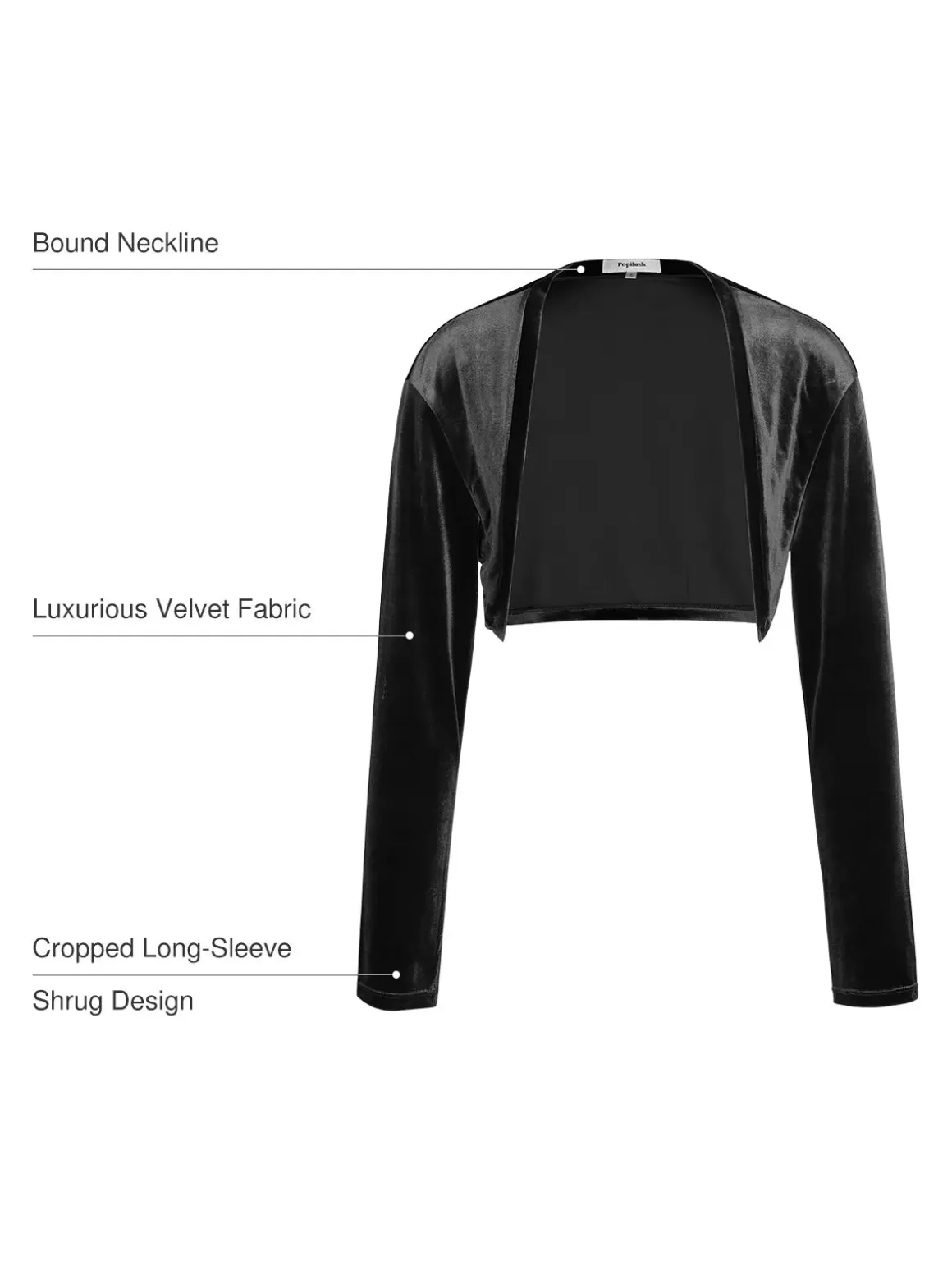 Velvet Long-Sleeve Shrug Bolero