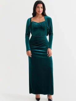 Velvet Long-Sleeve Shrug Bolero
