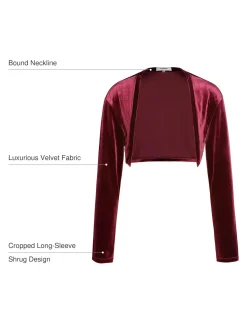Velvet Long-Sleeve Shrug Bolero
