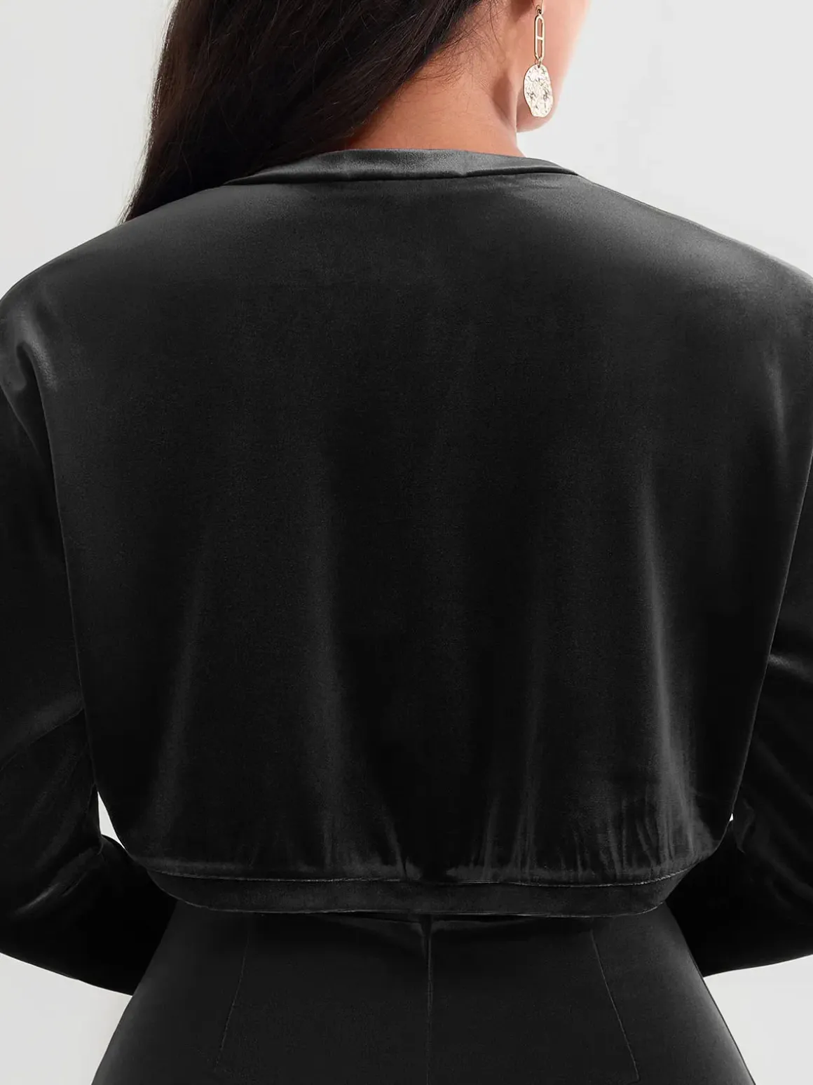 Velvet Long-Sleeve Shrug Bolero