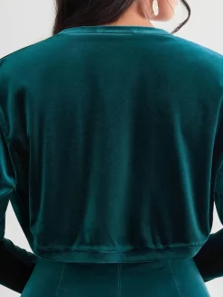 Velvet Long-Sleeve Shrug Bolero