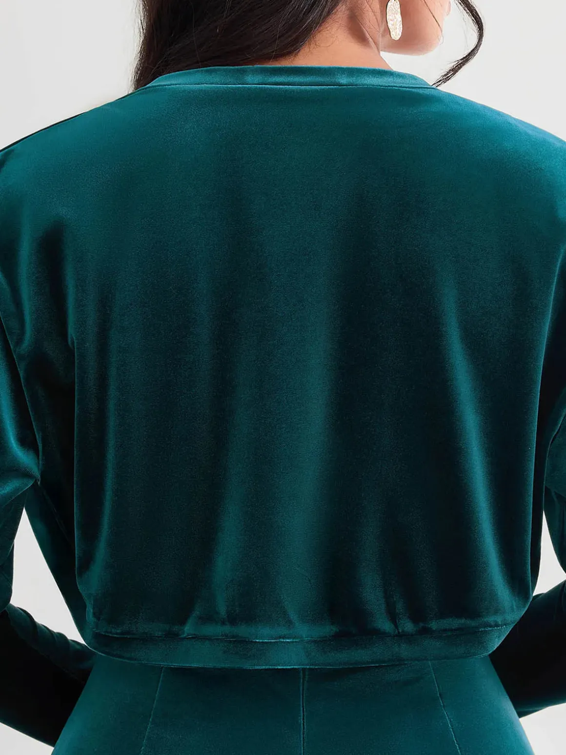 Velvet Long-Sleeve Shrug Bolero