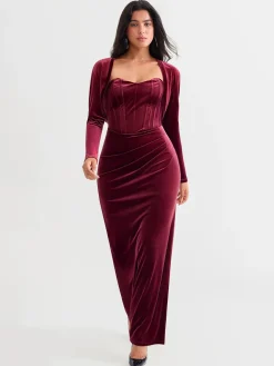 Velvet Long-Sleeve Shrug Bolero