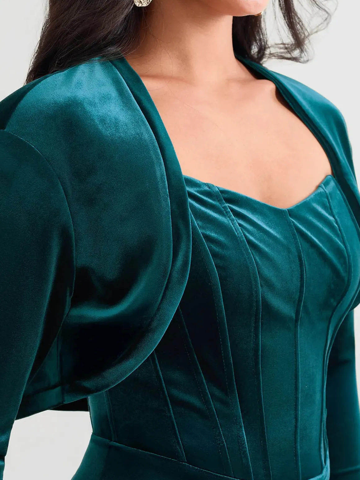 Velvet Long-Sleeve Shrug Bolero