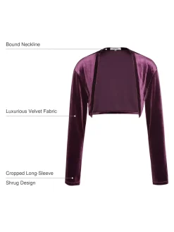 Velvet Long-Sleeve Shrug Bolero