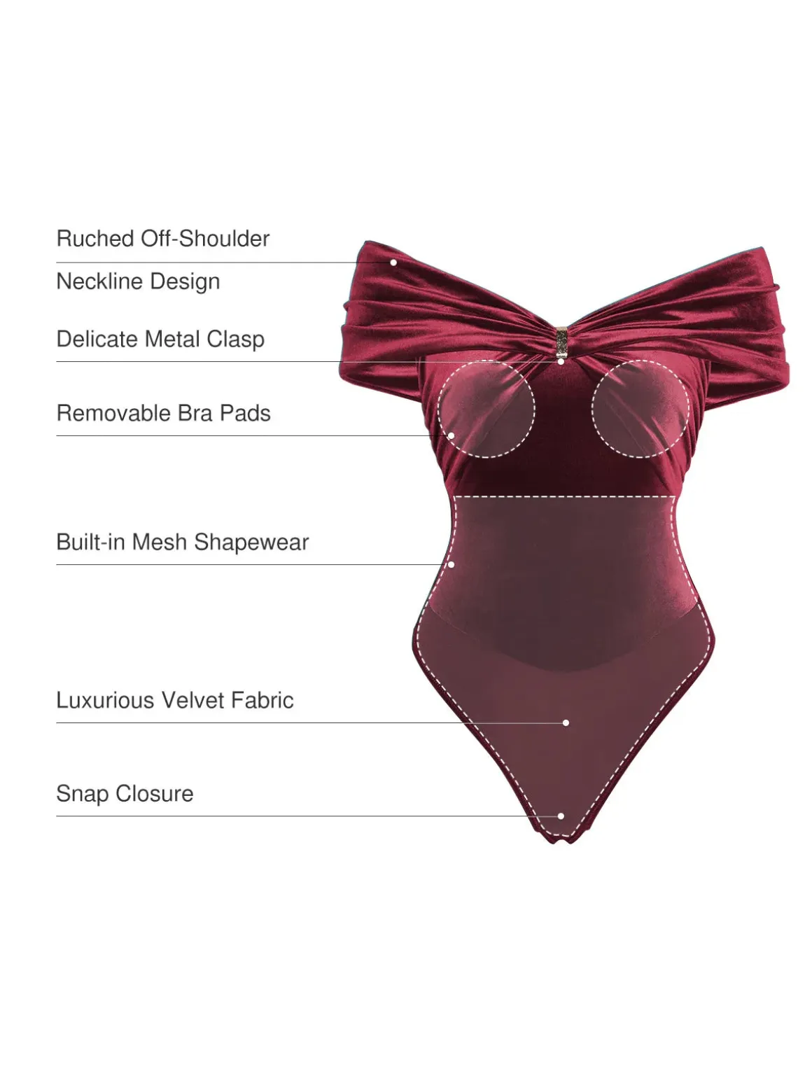Velvet Twist Front Off-The Shoulder Sculpting Bodysuit