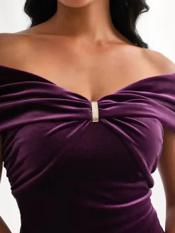Velvet Twist Front Off-The Shoulder Sculpting Bodysuit