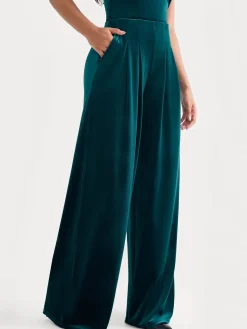 Velvet Wide-Leg Sculpting Trousers