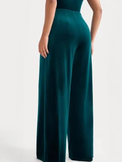 Velvet Wide-Leg Sculpting Trousers