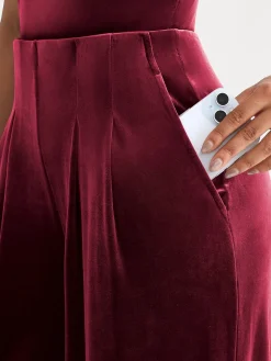Velvet Wide-Leg Sculpting Trousers