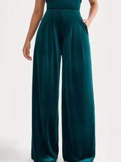 Velvet Wide-Leg Sculpting Trousers