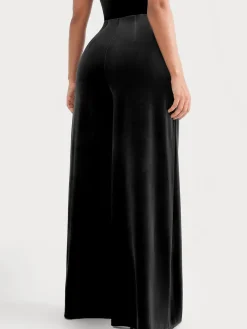 Velvet Wide-Leg Sculpting Trousers
