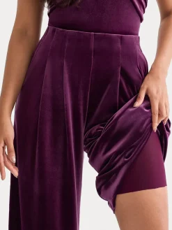 Velvet Wide-Leg Sculpting Trousers