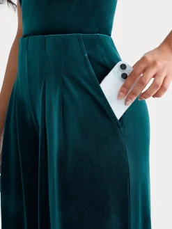 Velvet Wide-Leg Sculpting Trousers