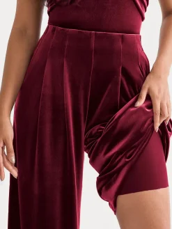 Velvet Wide-Leg Sculpting Trousers